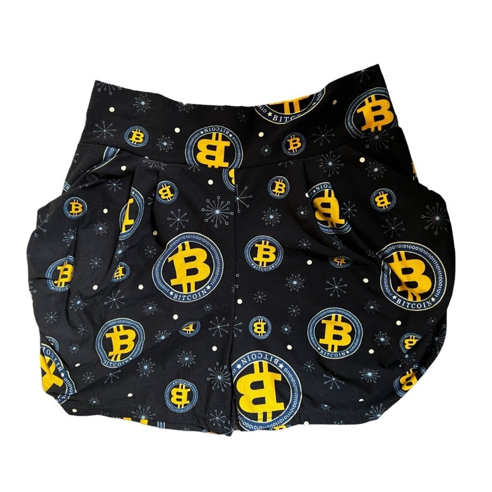 Bitcoin Fashion Casual Pocket Stretchy Shorts Sz Large/ XLarge Womens Black & Ye
